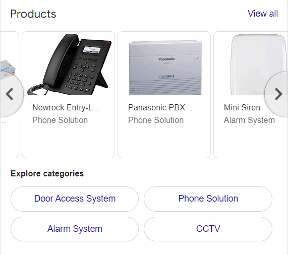 gmb product categories