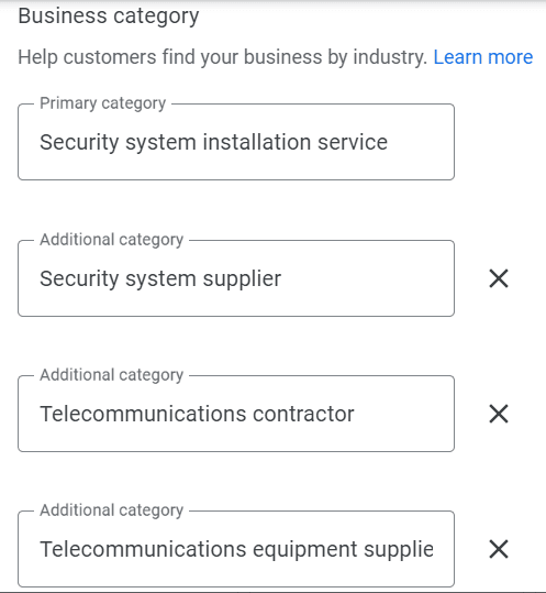 gmb select multiple categories