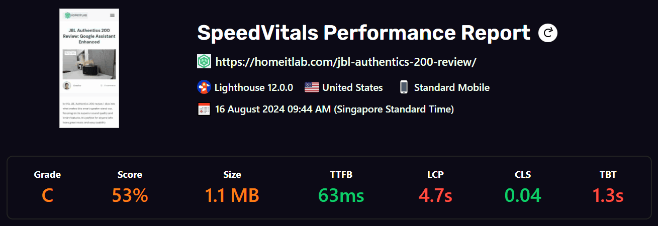 hostinger speedvitals aug 2024