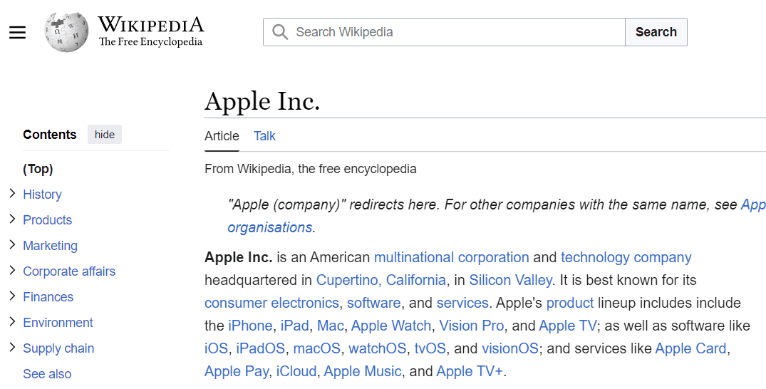 semantic example apple company