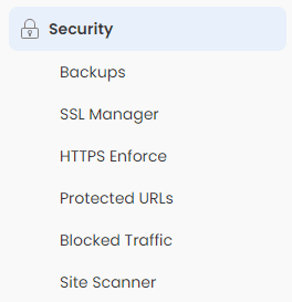 siteground security menu