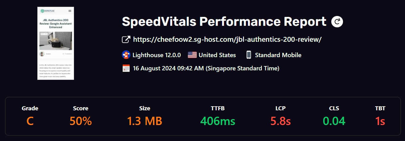 siteground speedvitals aug 2024