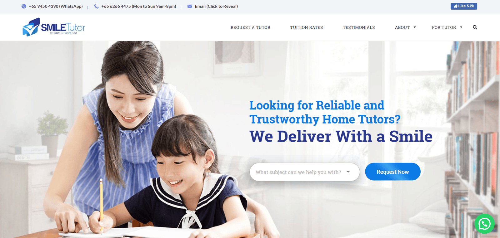 Example of Smile Tutor service page